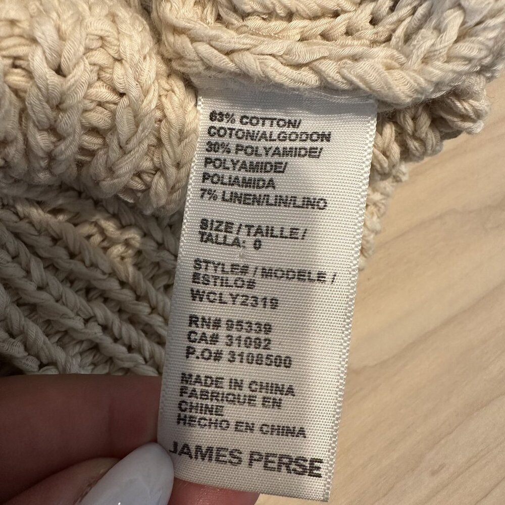 James Perse Cream Shawl Collar Knit Linen Blend Cardigan Women's 0 X-Small XS - Picture 5 of 7